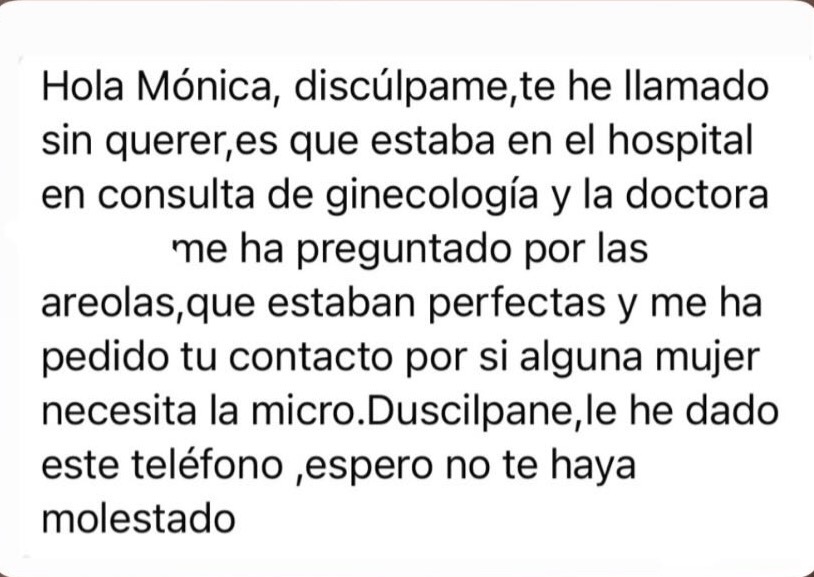 Reseñas de médicos sobre la micropigmentación de areola realizada por Mónica Lorenzo